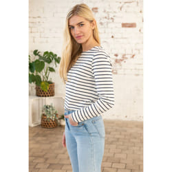 Causeway Womens Breton Top - UK 8, Cloud Midnight Stripe