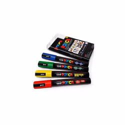 Uni POSCA - PC-5M Art Paint Markers - Set of 4 - in Plastic Wallet - Primary Tones