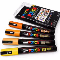 Uni POSCA - PC-5M Art Paint Markers - Set of 4 - in Plastic Wallet - Sunrise Tones