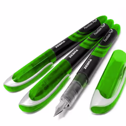 Zebra Fuente - Disposable Fountain Pen - Green Ink - Pack of 3