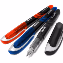 Zebra Fuente - Disposable Fountain Pen - Coloured Ink - Black, Blue, and Red
