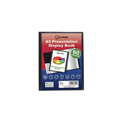 A5 Display Book 60 Pockets Black Presentation A5 Display Book Folder Folio for Professionals Business Students Projects School Colleges Home by Lotus