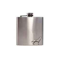 6oz stainless steel howling wolf hip flask