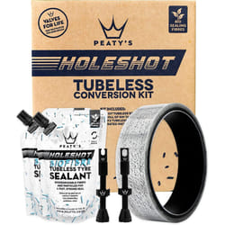 Tubeless Wheel Conversion Kit - Enduro & DH - 30mm Tape / 42mm Valves / 2x 120ml Holeshot Biofibre Sealant Pouch, Black, 30mm Enduro & DH