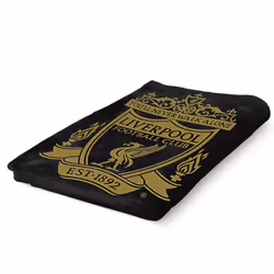 Official Liverpool FC Crest Black Gold Football Fleece Blanket Throw