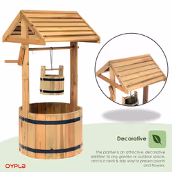 Oypla Garden Wooden Wishing Well Flower Planter Ornamental Plant Pot