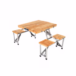 Oypla Portable Wooden Folding Outdoor Picnic Table and Bench Set 4 Seats