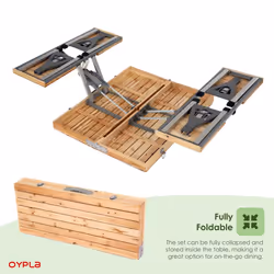 Oypla Portable Wooden Folding Outdoor Picnic Table and Bench Set 4 Seats