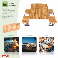Oypla Portable Wooden Folding Outdoor Picnic Table and Bench Set 4 Seats