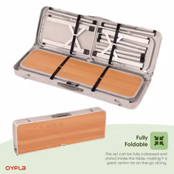 Oypla 3ft Folding Outdoor Camping Kitchen Wood Effect Work Top Table and Benches