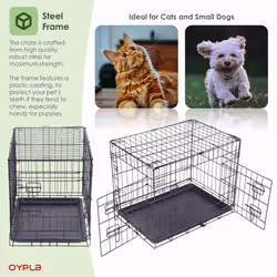 Oypla 24" Folding Metal Dog Cage Puppy Transport Crate Pet Carrier