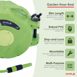 Oypla Garden Retractable Wall Mounted Hose Compact Reel 20M