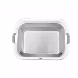 Oypla Grey and White - Pop Up Collapsible Plastic Washing Laundry Basket