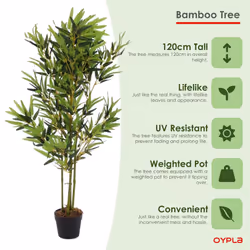 Oypla Artificial Bamboo Tree Plant 120cm Indoor Outdoor Garden Decoration
