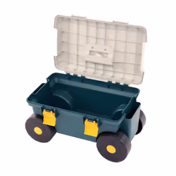 Oypla Outdoor Garden Rolling Tool Cart Storage Box with Rotating Seat