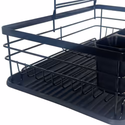 Oypla 2 Tier Multifunction Dish Drainer Drying Rack with Cutlery Holder and Removable Tray