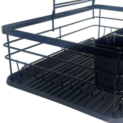 Oypla 2 Tier Multifunction Dish Drainer Drying Rack with Cutlery Holder and Removable Tray
