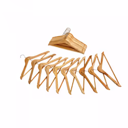 Oypla Pack of 10 Wooden Clothes Coat Suit Hangers with Trouser Bar