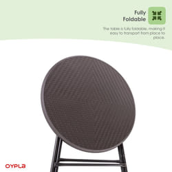 Oypla 80cm Round Folding Heavy Duty Outdoor Rattan Patio Garden Bistro Table