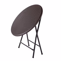 Oypla 80cm Round Folding Heavy Duty Outdoor Rattan Patio Garden Bistro Table