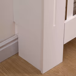 Oypla Medium White Wooden Slatted Grill Radiator Cover MDF Cabinet