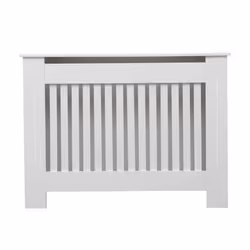 Oypla Medium White Wooden Slatted Grill Radiator Cover MDF Cabinet