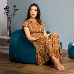 Classic Velvet Bean Bag Chair, Living Room Bean Bags for Adults - Teal Green