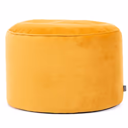 Round Velvet Pouffe Bean Bag Footstool - Ochre Yellow