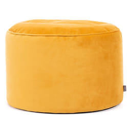 Round Velvet Pouffe Bean Bag Footstool - Ochre Yellow