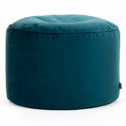 Round Velvet Pouffe Bean Bag Footstool - Teal Green