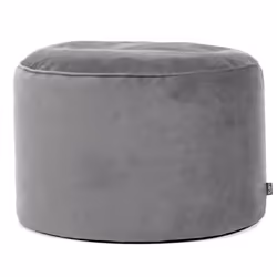 Round Velvet Pouffe Bean Bag Footstool - Charcoal Grey