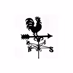 Traditional Cockerel Weathervane - Steel - L39 x W39 x H93 cm - Black
