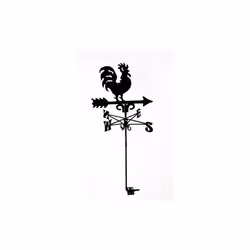 Traditional Cockerel Weathervane - Steel - L39 x W39 x H93 cm - Black