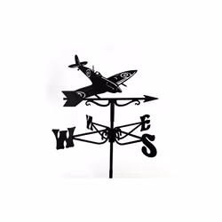 Mini Spitfire Weathervane - Steel - L38 x W38 x H52 cm - Black