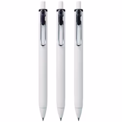 Uni-Ball UMN-S-05 Retractable Gel Ink Rollerball Pens -  White Barrel - Black Ink - Pack of 3