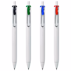 Uni-Ball UMN-S-05 Retractable Gel Ink Rollerball Pens - White Barrel - Black, Blue, Red and Green - Pack of 4