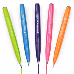 Pentel Brush Sign Pen SES15C - Brush Nib - Fibre Tip - Tropical Set of 5