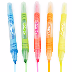 Pentel E-Line 2 Double Ended Twin Tip Highlighter Pen - 1 of Each Colour - 5 Set