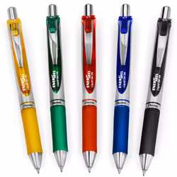 Pentel EnerGel XM BL77 - Retractable Liquid Gel Ink Pen - 0.7mm - 54% Recycled - Primary Tones - Pack of 5