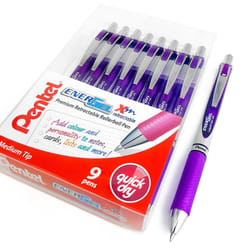 Pentel EnerGel XM BL77 - Retractable Liquid Gel Ink Pen - 0.7mm - 54% Recycled - Purple - Wallet of 9