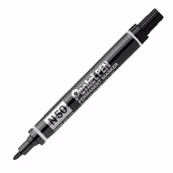 Pentel N50 Permanent Marker Pen - Bullet Nib - Black Ink - Pack of 3