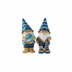 Set Of 2 Blue 21cm Novelty Garden Gnome Ornaments Figurines - Fish / Anchor
