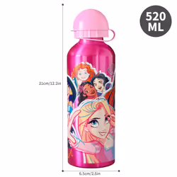 Disney Princess Aluminium Bottle Water Drink Children Pink Girl Power
