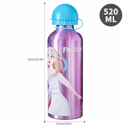 Disney Frozen Aluminium Bottle Water Drinks Children Purple Anna Elsa