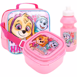 Paw Patrol Pink Girls Insulated 3 Piece Lunch Bag Set For School & Travel Skye & Everest