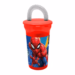 Marvel Spiderman Plastic Tumbler With Straw Water Drinks Childrens