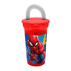 Marvel Spiderman Plastic Tumbler With Straw Water Drinks Childrens