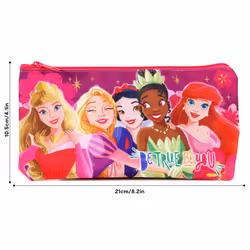 Disney Princess Flat Pencil Case Rapunzel Tiana Ariel Aurora