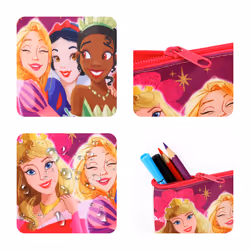 Disney Princess Flat Pencil Case Rapunzel Tiana Ariel Aurora
