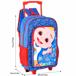 Cocomelon Deluxe Trolley Backpack Wheeled Cabin Luggage Boys Kids